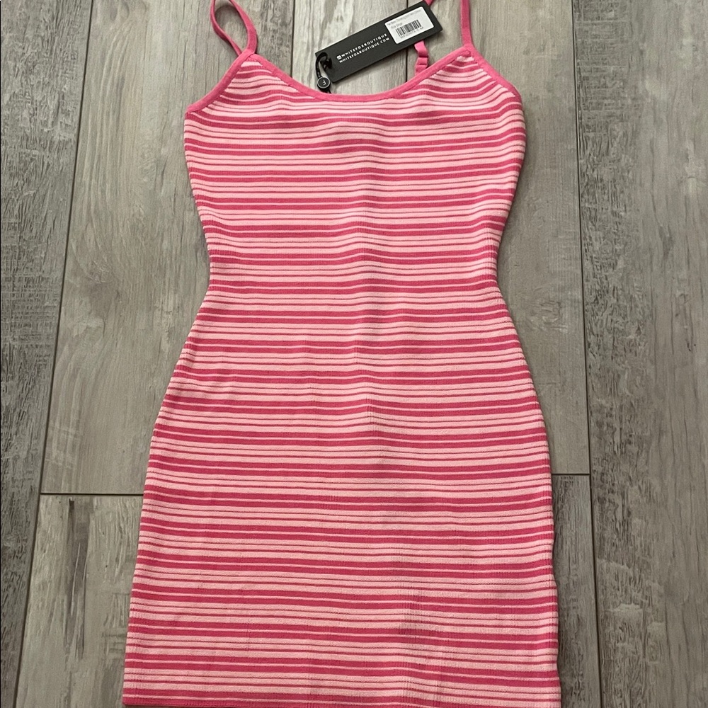 White Fox Boutique Pink and White Striped Mini Dress